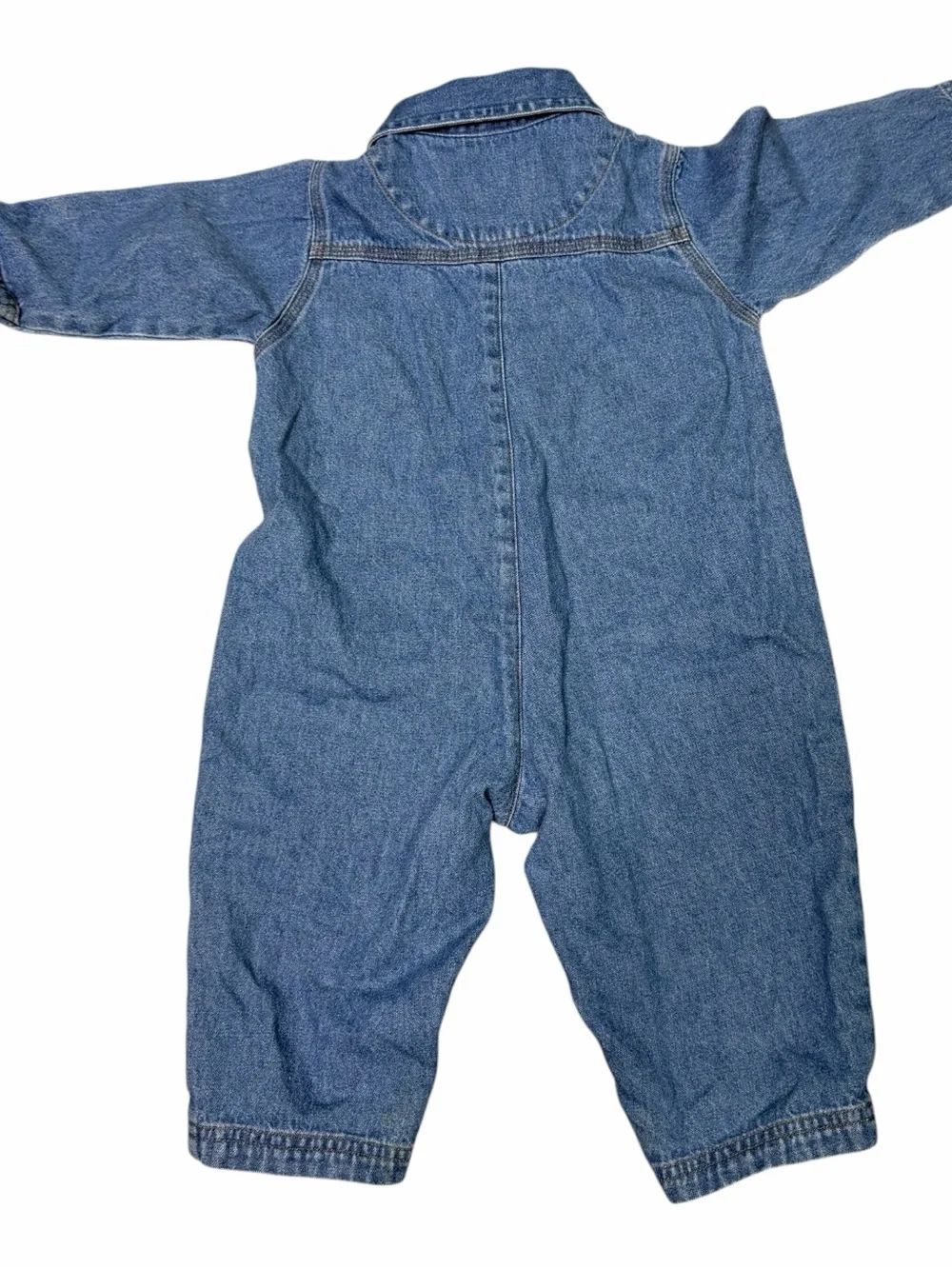 Vtg Little Big Dogs 90s Baby Toddler Size 12-18m Denim One Piece Outfit Coverall